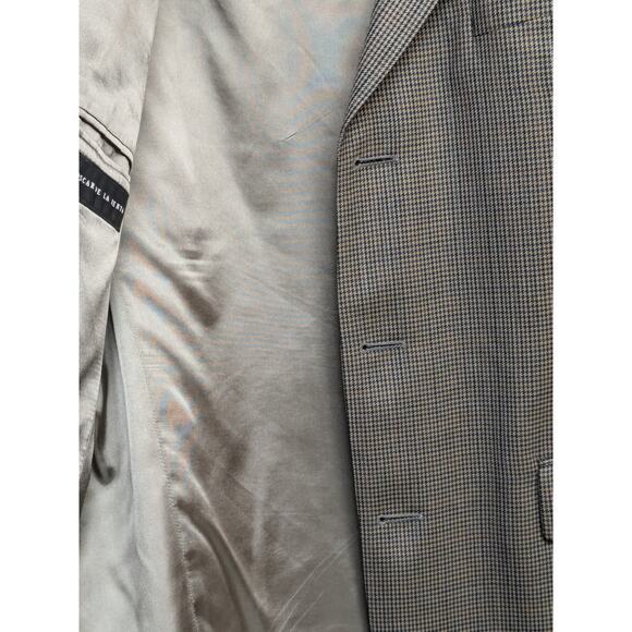 VTG Oscar De La Renta Men's Tan Houndstooth Sport Coat Sz 44L Beige Navy Office - Picture 6 of 12